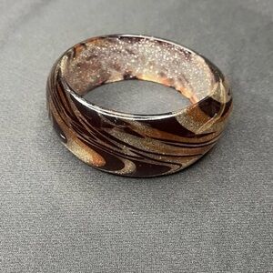 Elegant Brown and Gold Swirl Bangle
